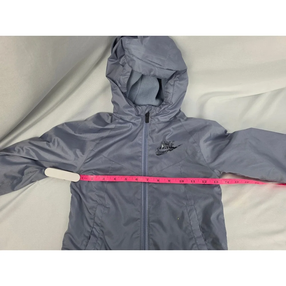 Nike Windrunner Fleece Lined Hooded Jacket Grey Blue Toddler 4T 98-104cm